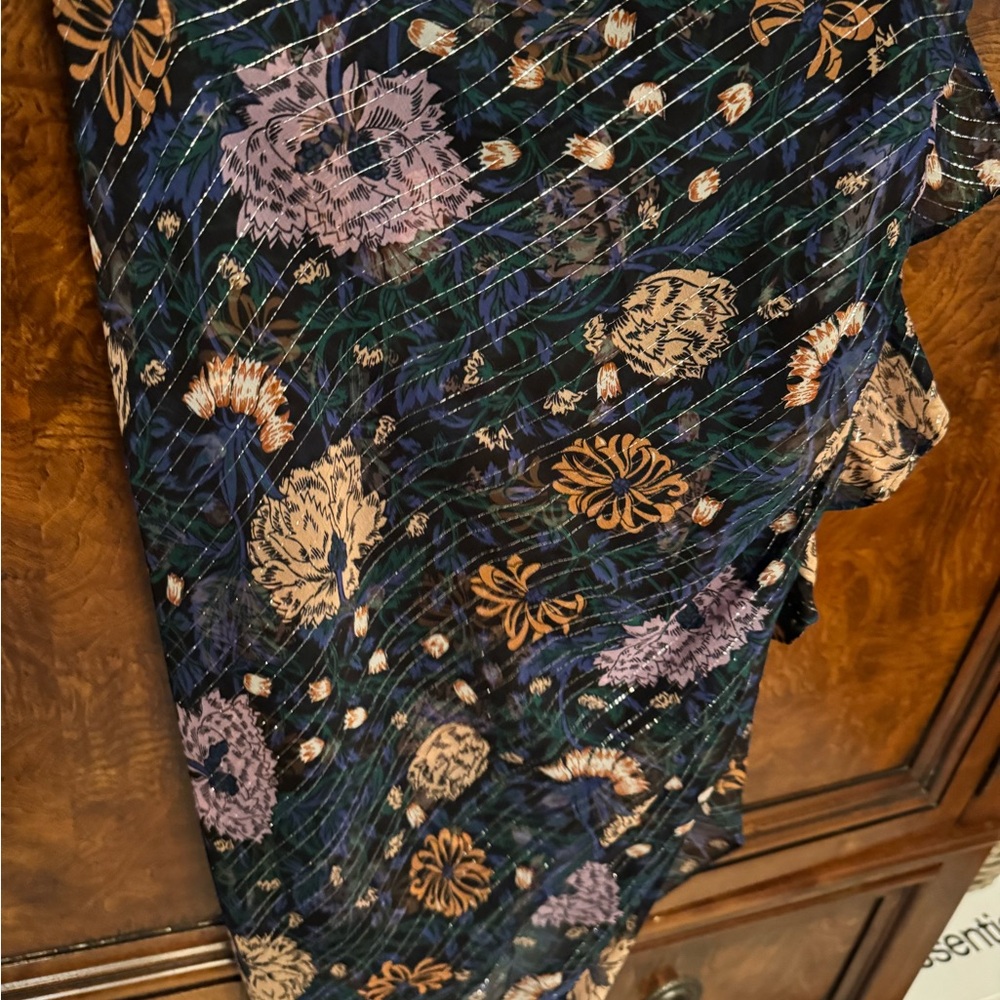 Veronica Beard Black and Purple Floral Pencil Skirt